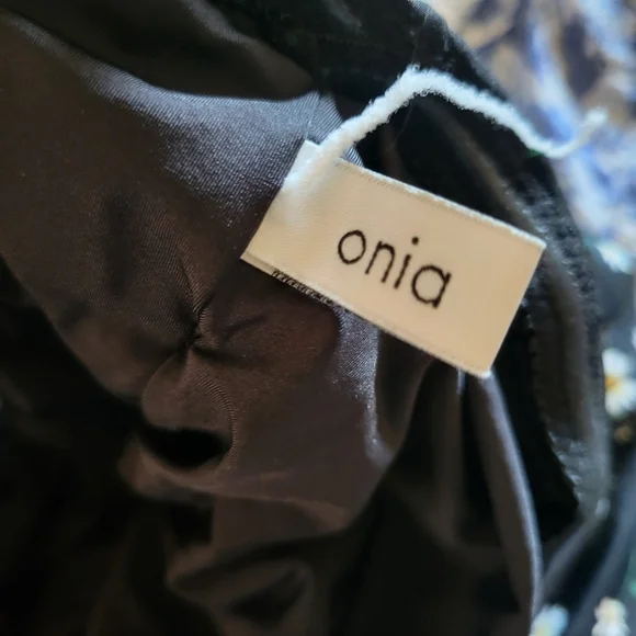 Onia One Piece Swim Suit XS White Black Floral Strapless - Picture 2 of 9